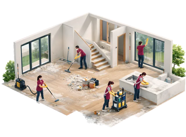 Post-construction cleaning illustration