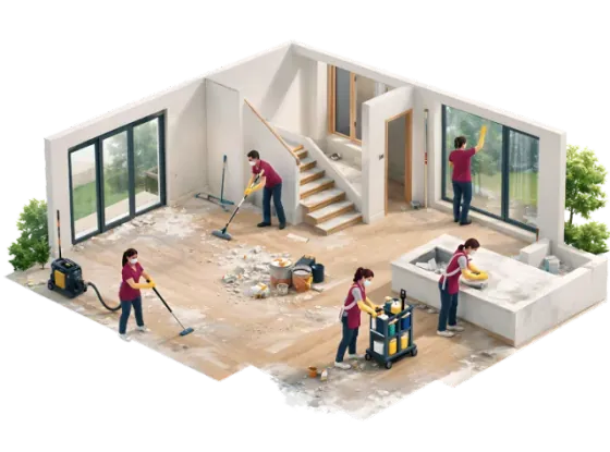 Post-construction cleaning illustration